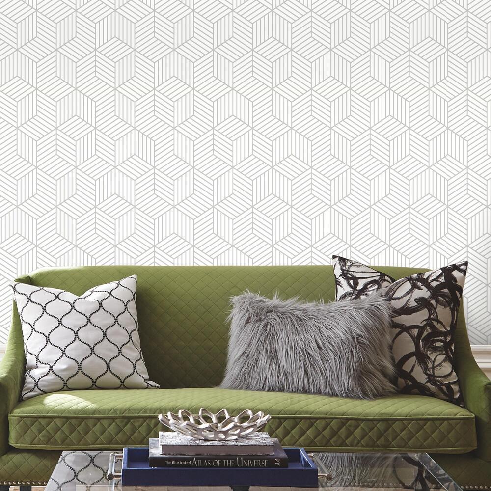 Striped Hexagon Peel and Stick Wallpaper Peel and Stick Wallpaper RoomMates   