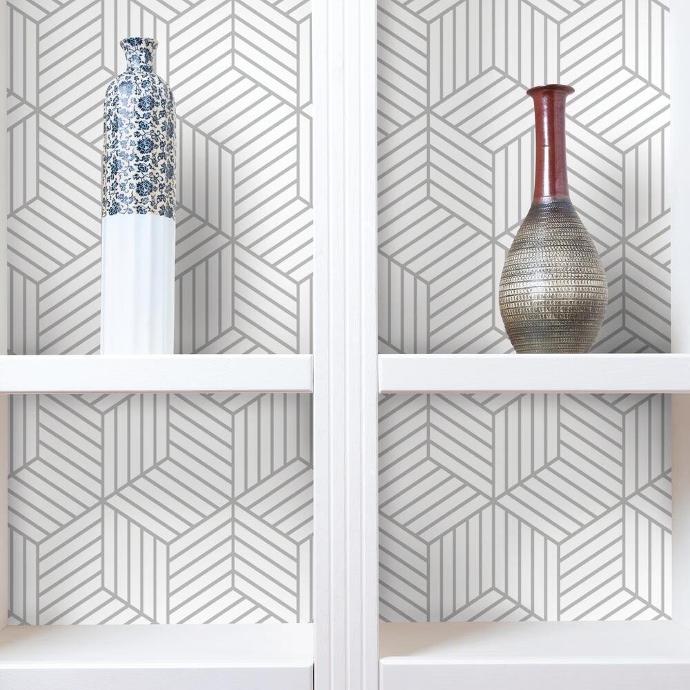 Striped Hexagon Peel and Stick Wallpaper Peel and Stick Wallpaper RoomMates   