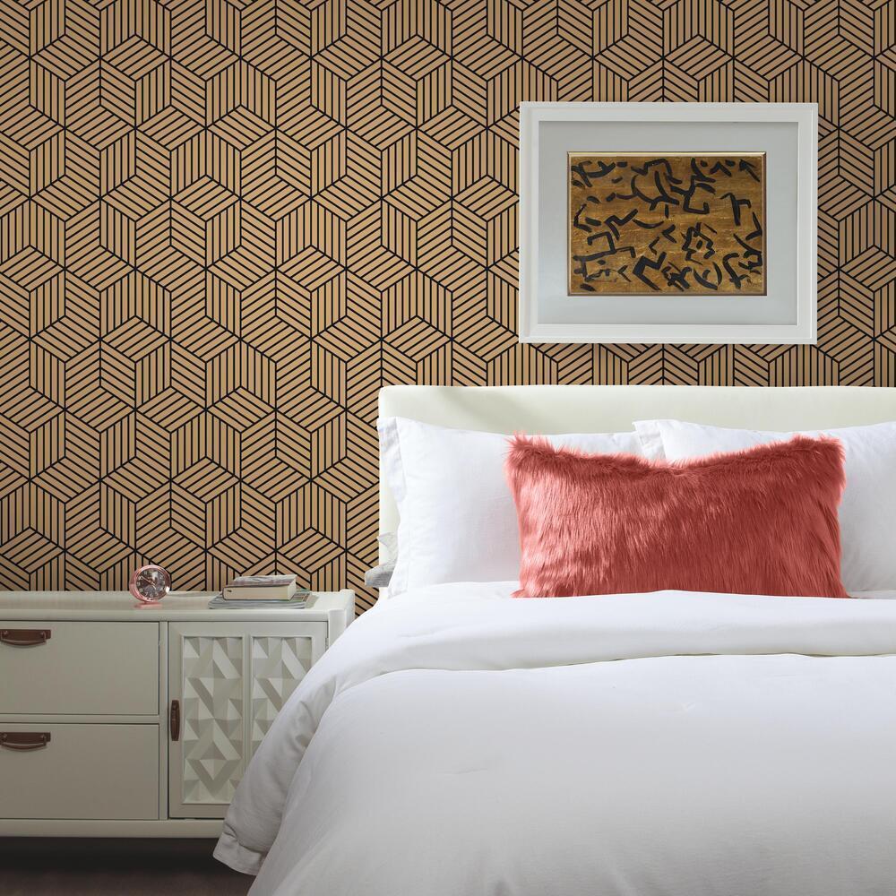 Striped Hexagon Peel and Stick Wallpaper Peel and Stick Wallpaper RoomMates   