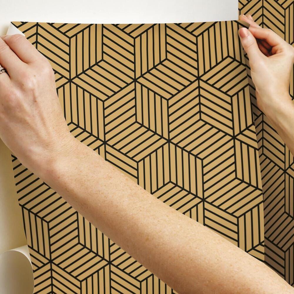 Striped Hexagon Peel and Stick Wallpaper Peel and Stick Wallpaper RoomMates   