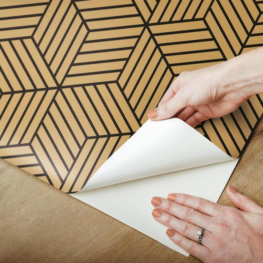 Striped Hexagon Peel and Stick Wallpaper Peel and Stick Wallpaper RoomMates   
