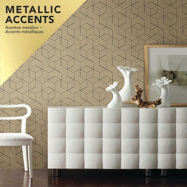 Striped Hexagon Peel and Stick Wallpaper Peel and Stick Wallpaper RoomMates   