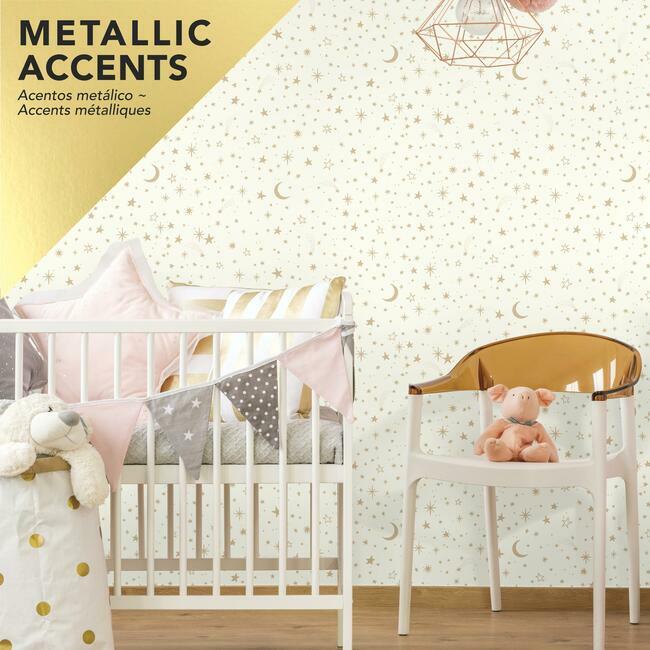 Twinkle Little Star Gold Peel and Stick Wallpaper Peel and Stick Wallpaper RoomMates   