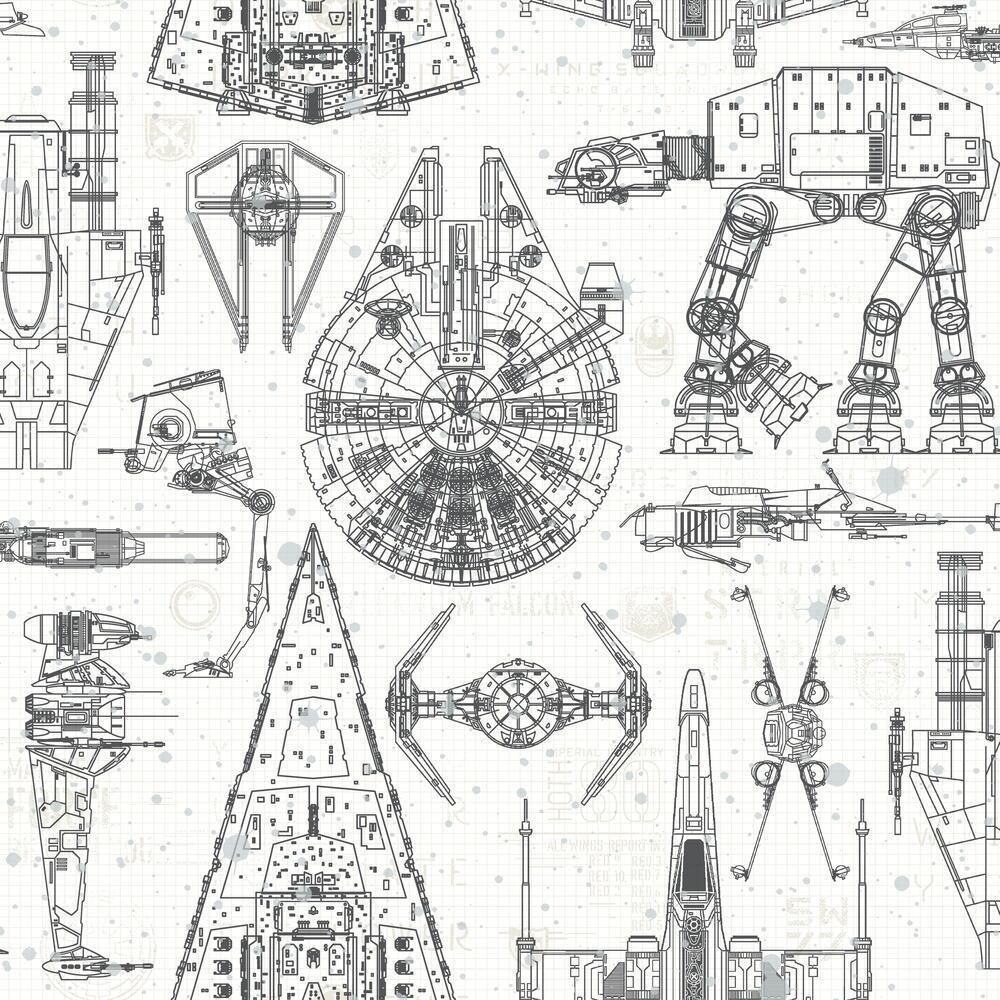 Star Wars Blueprint Peel & Stick Wallpaper Peel and Stick Wallpaper RoomMates Roll  