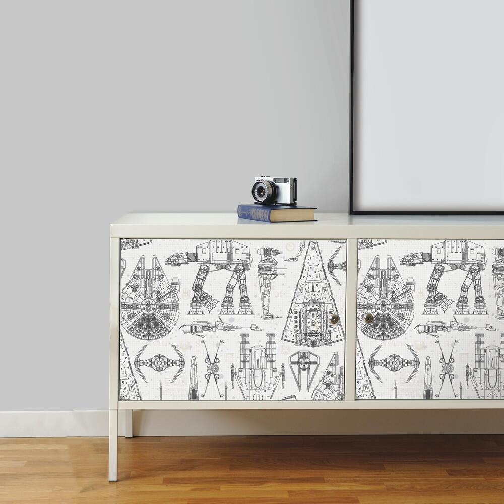 Star Wars Blueprint Peel & Stick Wallpaper Peel and Stick Wallpaper RoomMates   