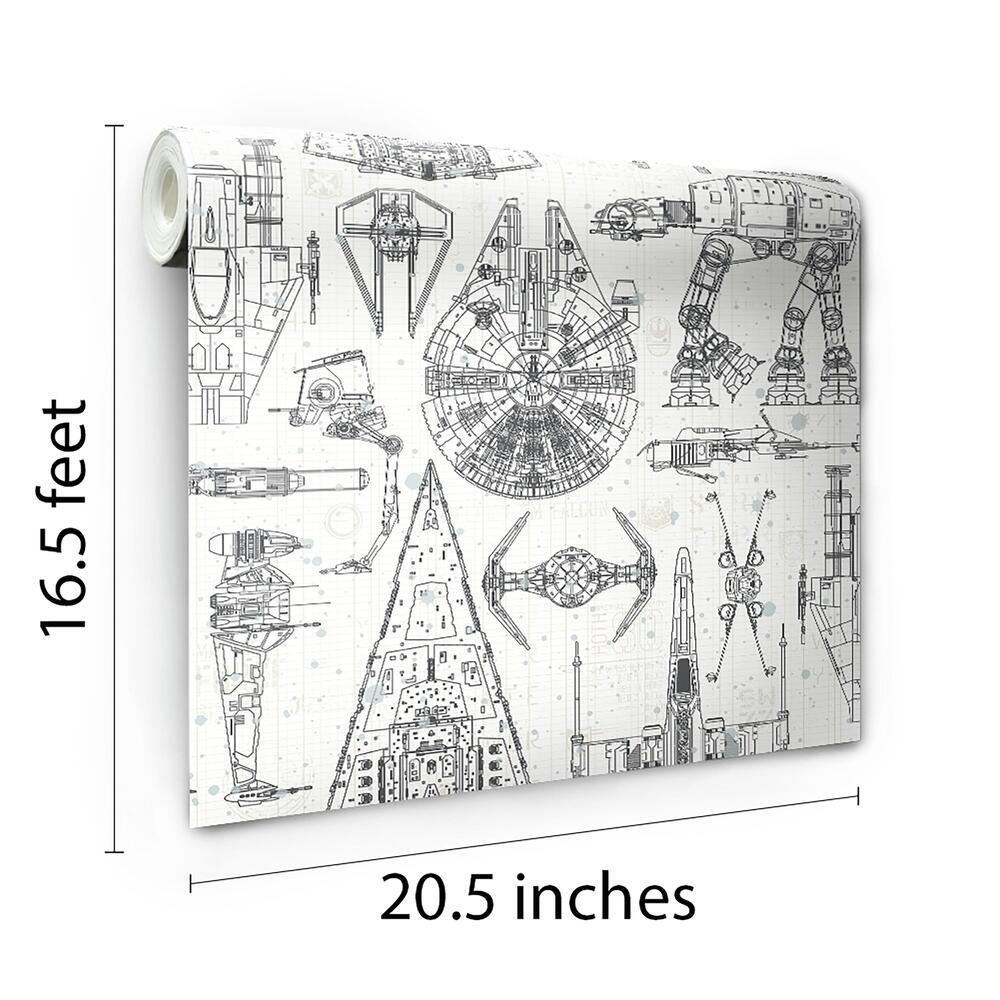 Star Wars Blueprint Peel & Stick Wallpaper Peel and Stick Wallpaper RoomMates   