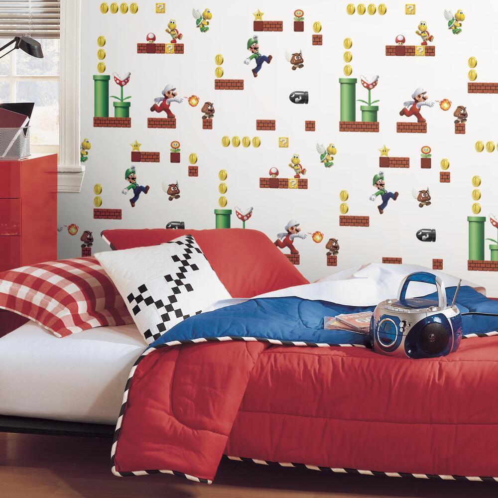 Super Mario Peel and Stick Wallpaper Peel and Stick Wallpaper RoomMates   