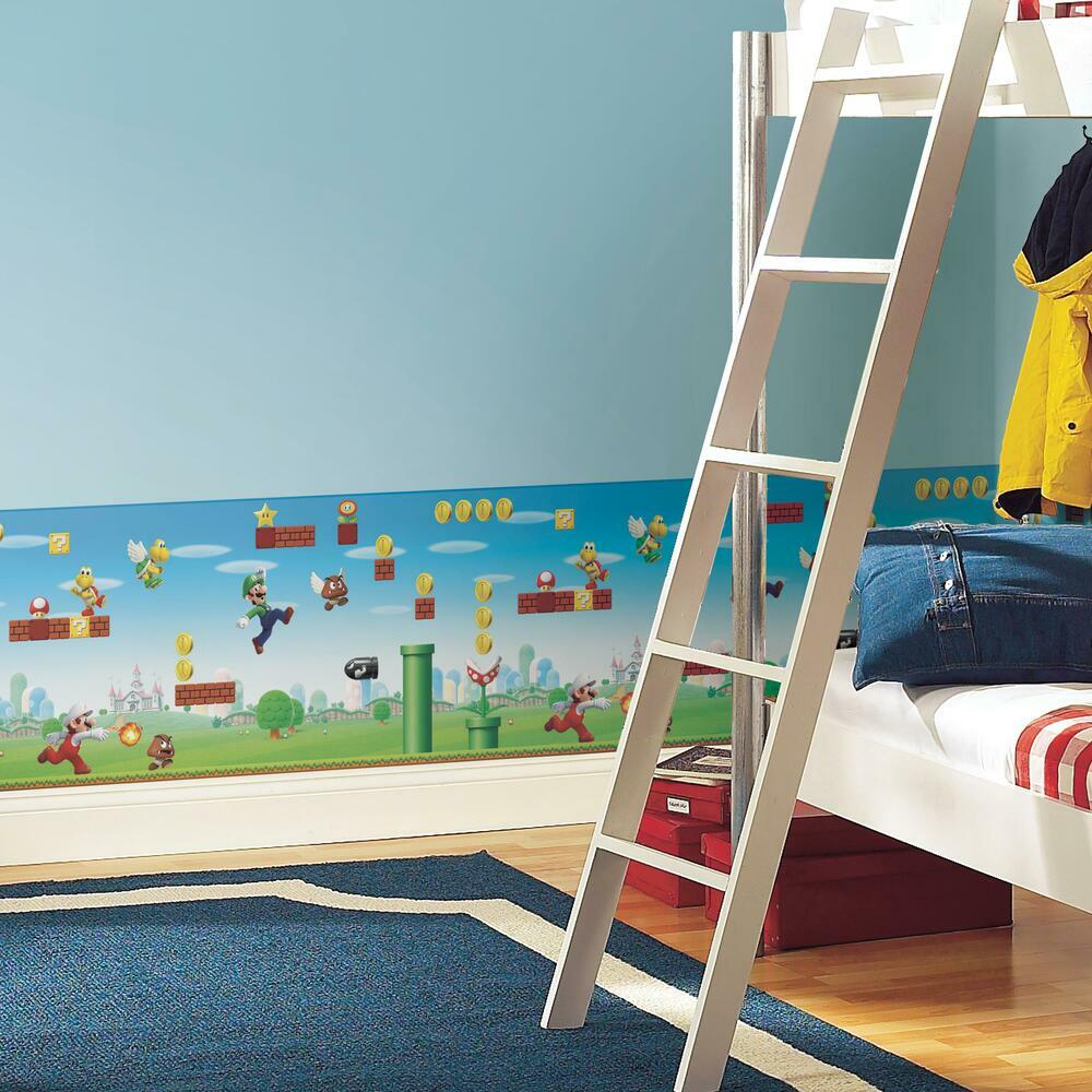 Super Mario Scene Peel and Stick Wallpaper Border Peel and Stick Borders RoomMates   
