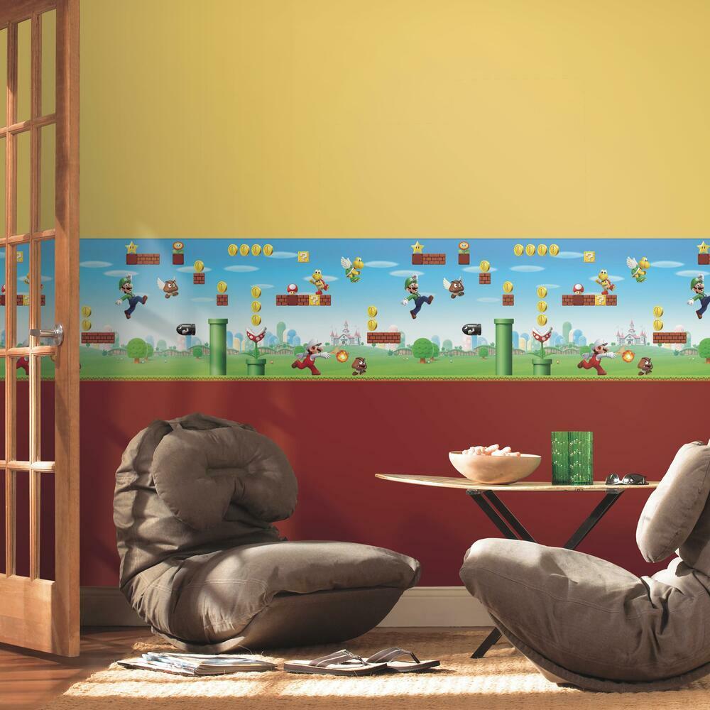 Super Mario Scene Peel and Stick Wallpaper Border Peel and Stick Borders RoomMates   