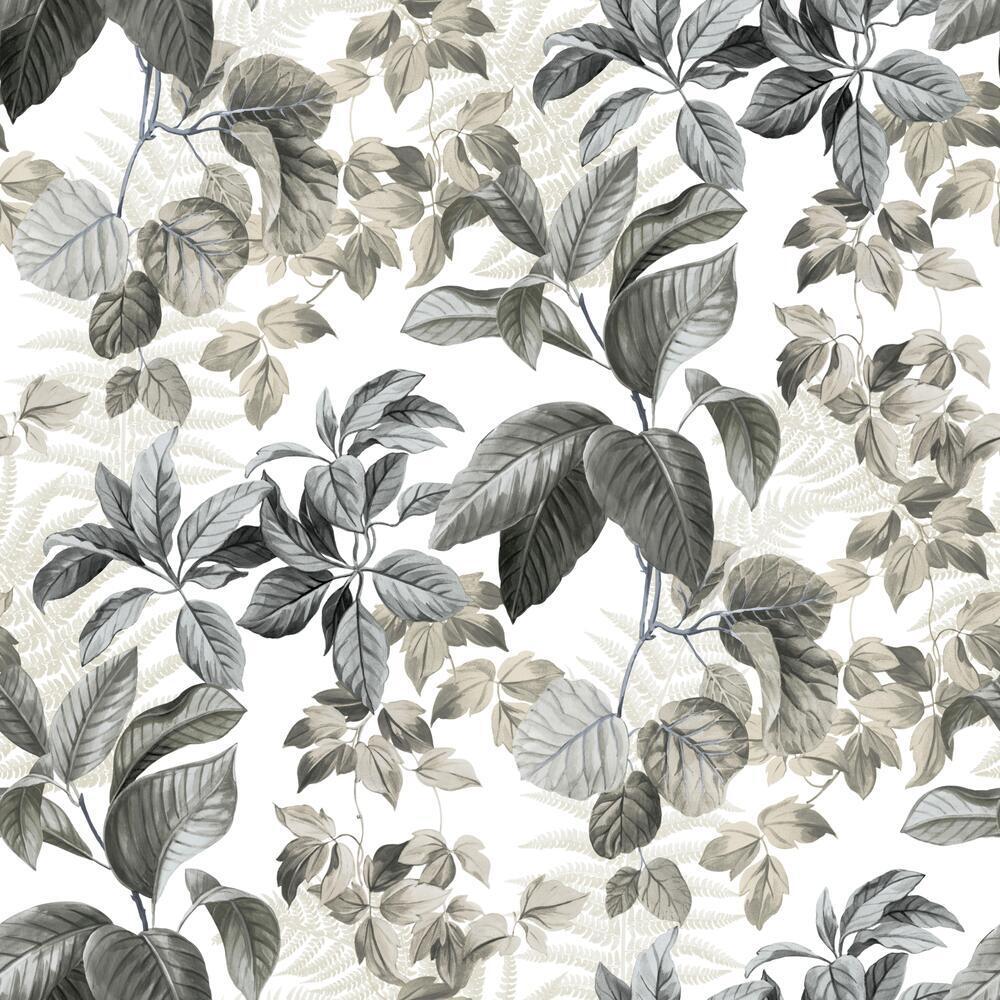 Rainforest Leaves Peel and Stick Wallpaper Peel and Stick Wallpaper RoomMates Roll Neutral 