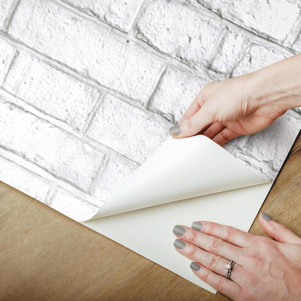 White Brick Peel and Stick Wallpaper Peel and Stick Wallpaper RoomMates   