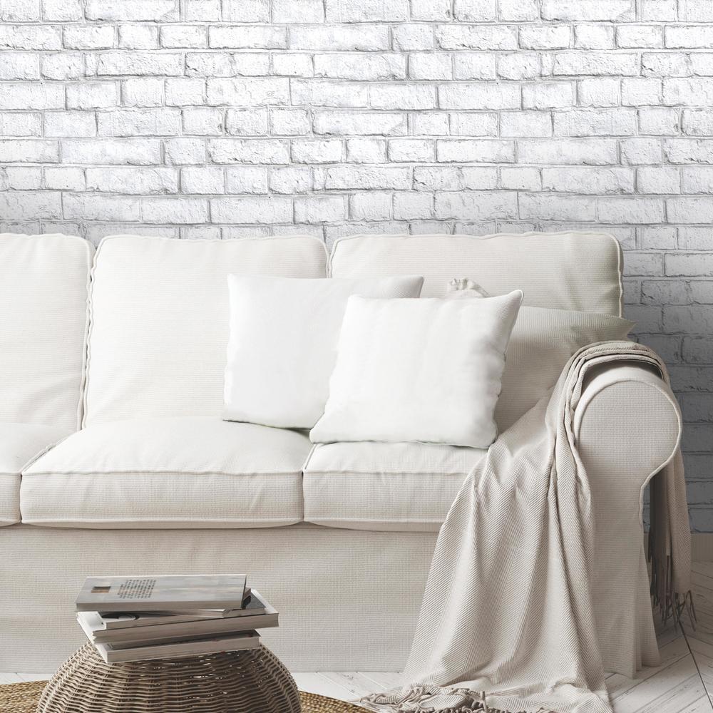 White Brick Peel and Stick Wallpaper Peel and Stick Wallpaper RoomMates   