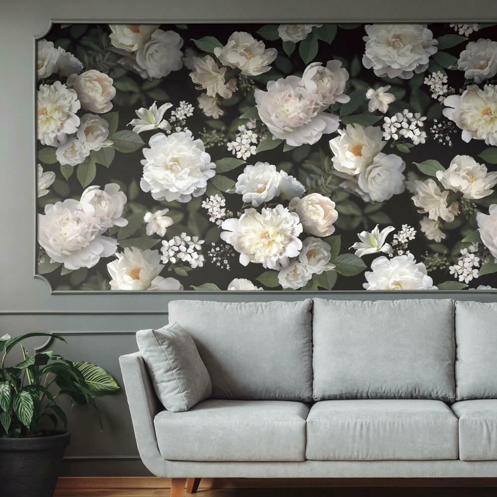 Black Photographic Floral Peel and Stick Mural Wall Murals RoomMates   
