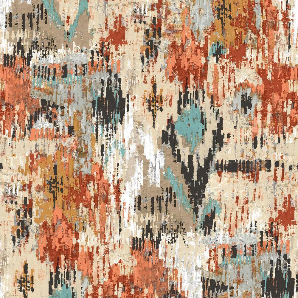 Aztec Peel and Stick Wallpaper Peel and Stick Wallpaper RoomMates Roll Orange 