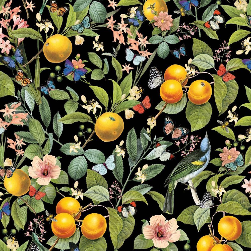 Citrus Peel and Stick Wallpaper Peel and Stick Wallpaper RoomMates Roll Black 