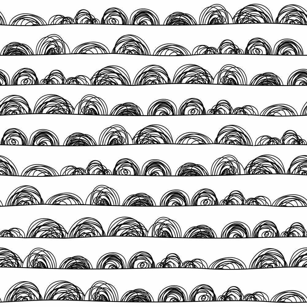 Doodle Scallop Peel and Stick Wallpaper Peel and Stick Wallpaper RoomMates Roll Black 