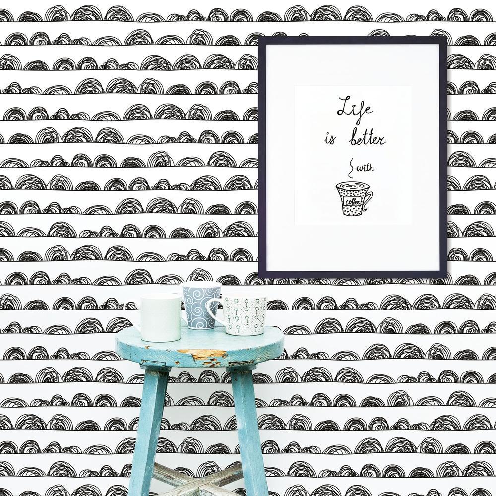 Doodle Scallop Peel and Stick Wallpaper Peel and Stick Wallpaper RoomMates   