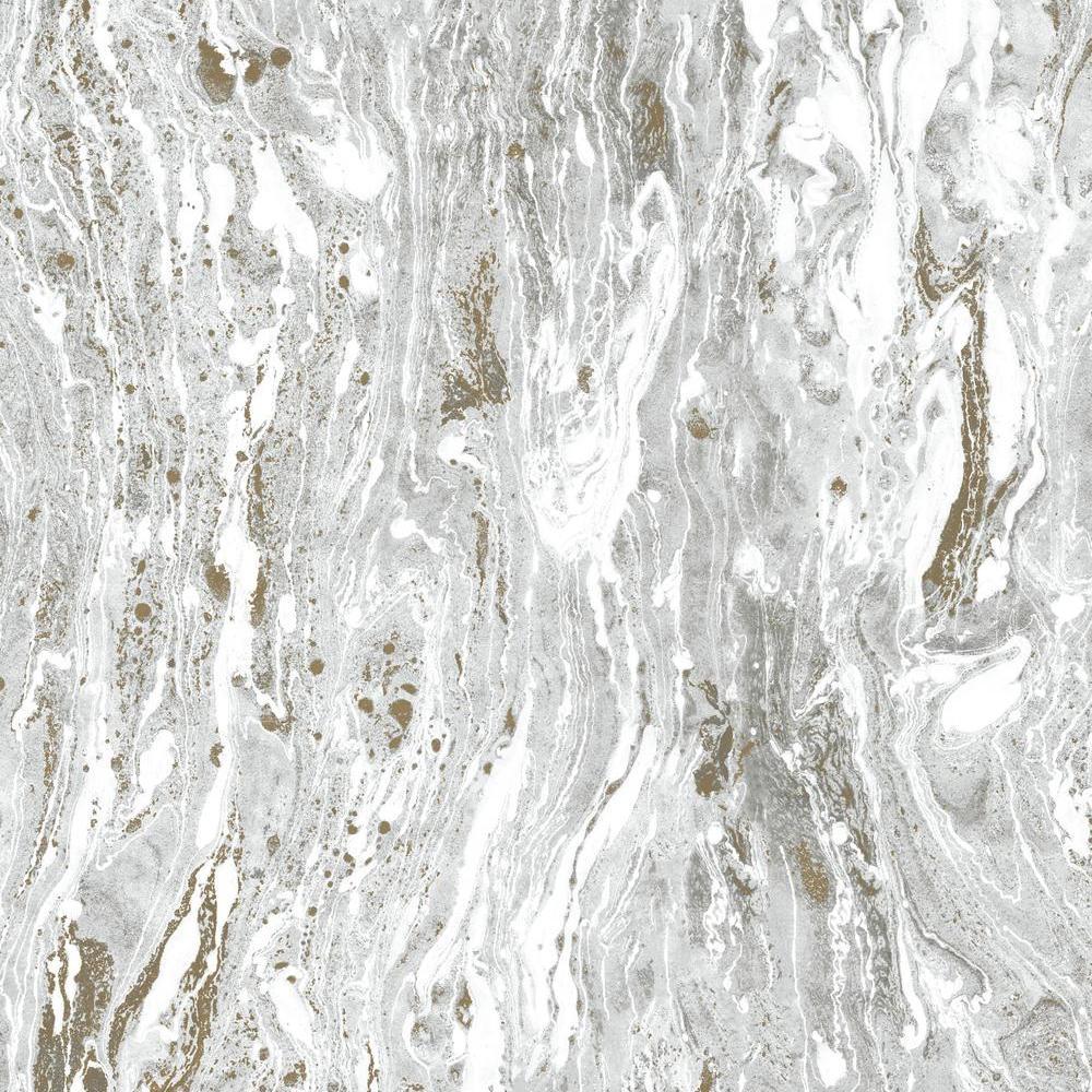 Marble Seas Peel and Stick Wallpaper Peel and Stick Wallpaper RoomMates Roll Silver 