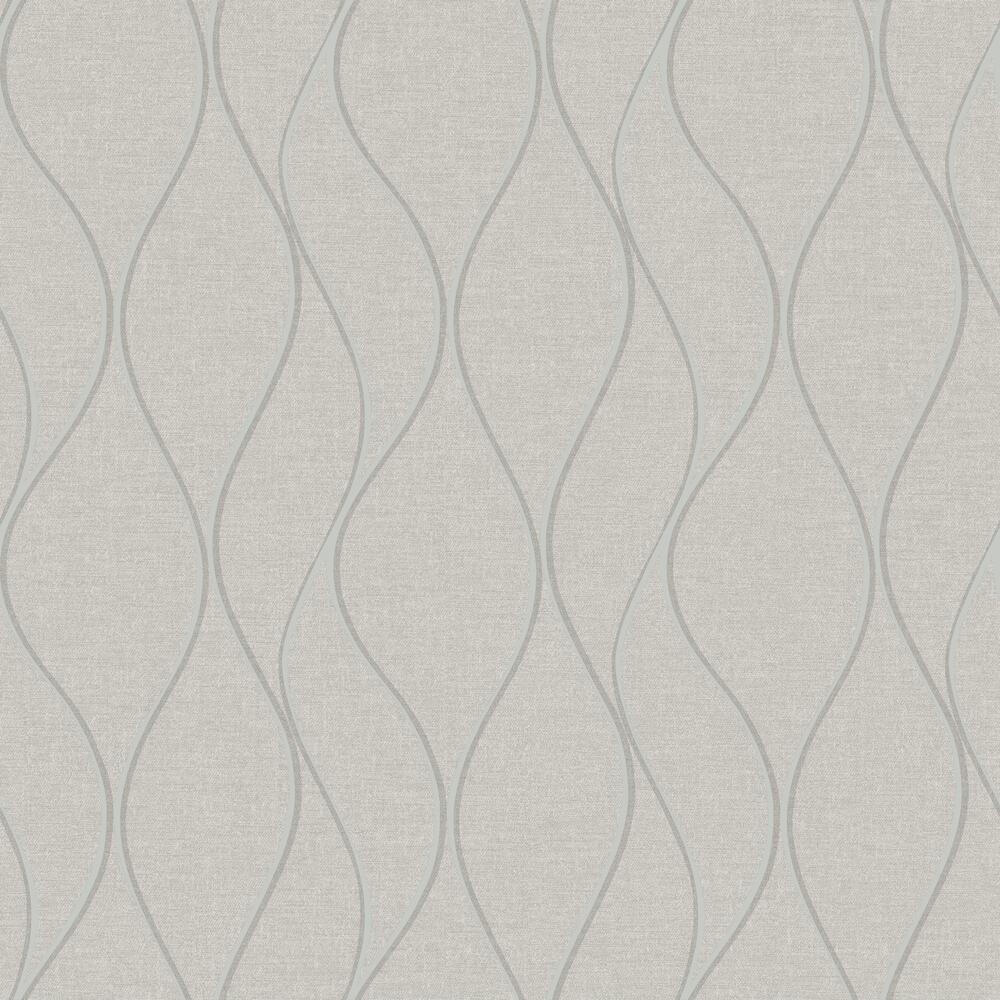 Wave Ogee Peel and Stick Wallpaper Peel and Stick Wallpaper RoomMates Roll Beige 