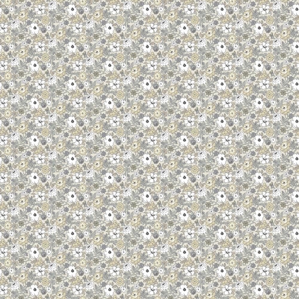 Floral Ditzy Vine Peel and Stick Wallpaper Peel and Stick Wallpaper RoomMates Roll Gray 