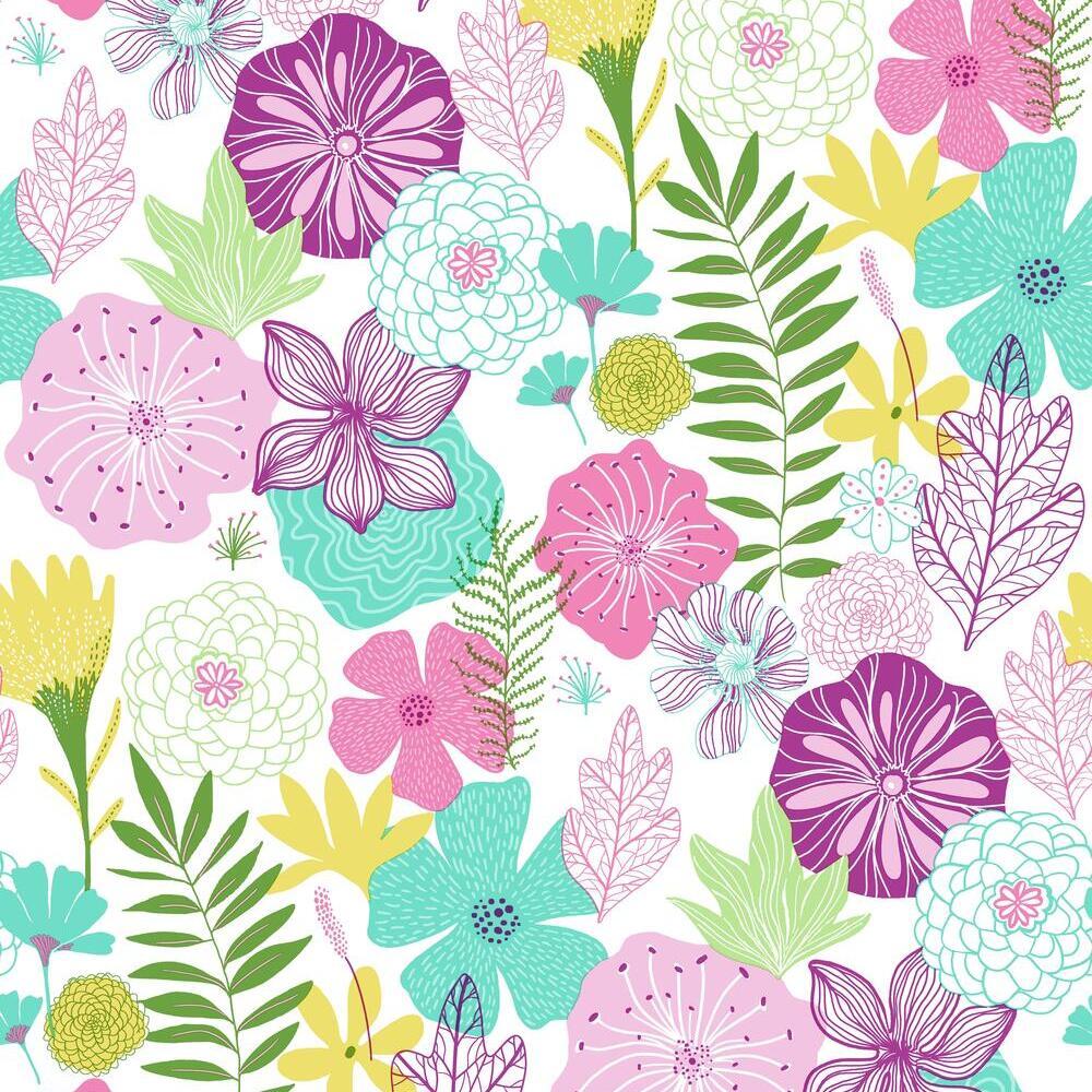 Perennial Blooms Peel and Stick Wallpaper Peel and Stick Wallpaper RoomMates Roll Purple 