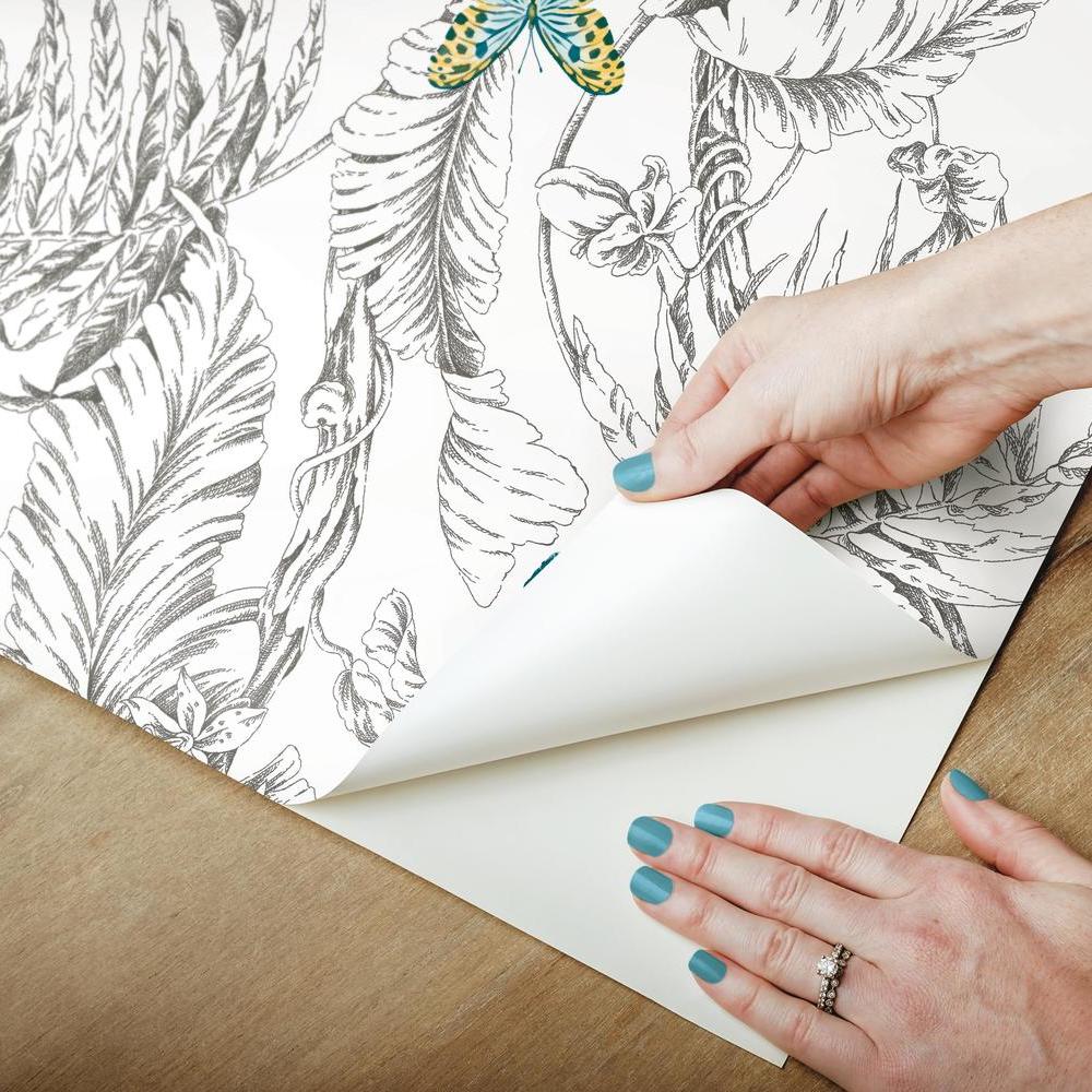 Butterfly Sketch Peel and Stick Wallpaper Peel and Stick Wallpaper RoomMates   