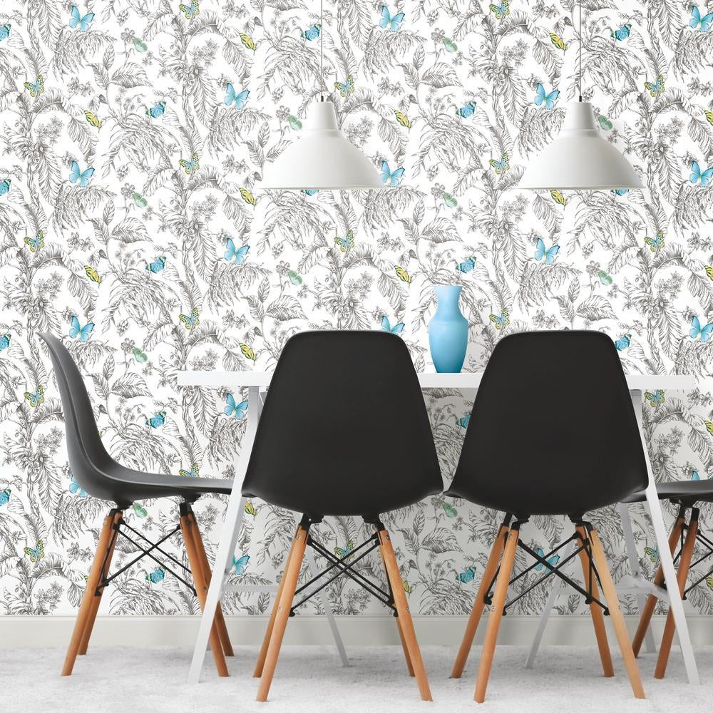 Butterfly Sketch Peel and Stick Wallpaper Peel and Stick Wallpaper RoomMates   