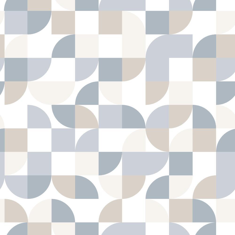 Mid-Century Geometric Peel and Stick Wallpaper Peel and Stick Wallpaper RoomMates Roll Blue 