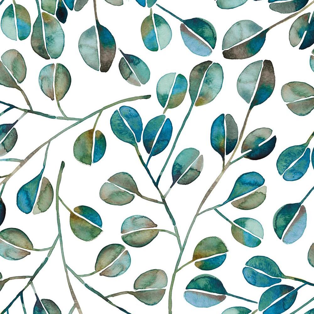 Cat Coquillette Eucalyptus Peel and Stick Wallpaper Peel and Stick Wallpaper RoomMates Roll Blue 