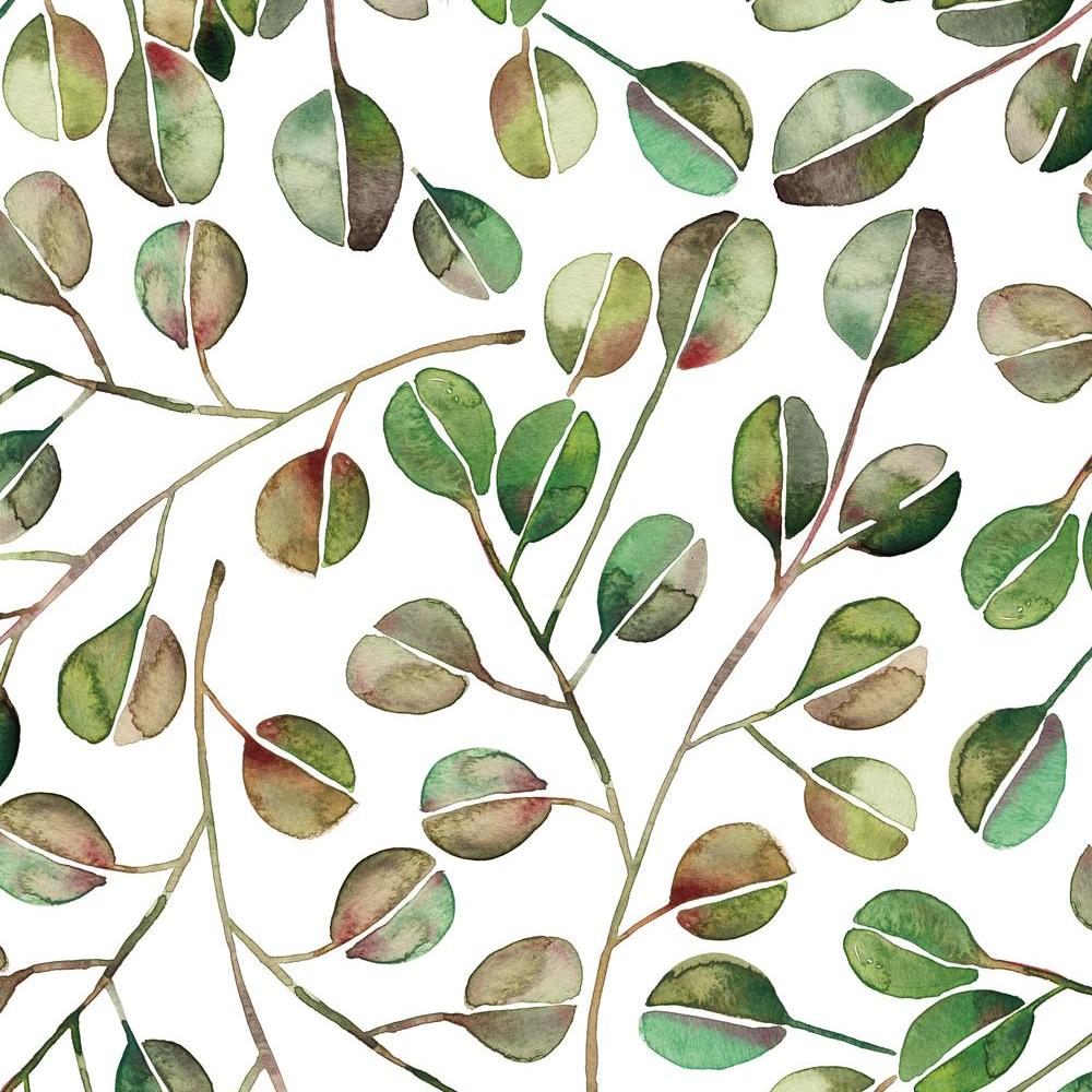 Cat Coquillette Eucalyptus Peel and Stick Wallpaper Peel and Stick Wallpaper RoomMates Roll Green 