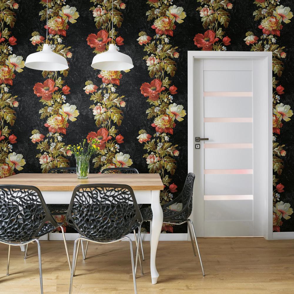 Vintage Floral Stripe Peel and Stick Wallpaper Peel and Stick Wallpaper RoomMates   