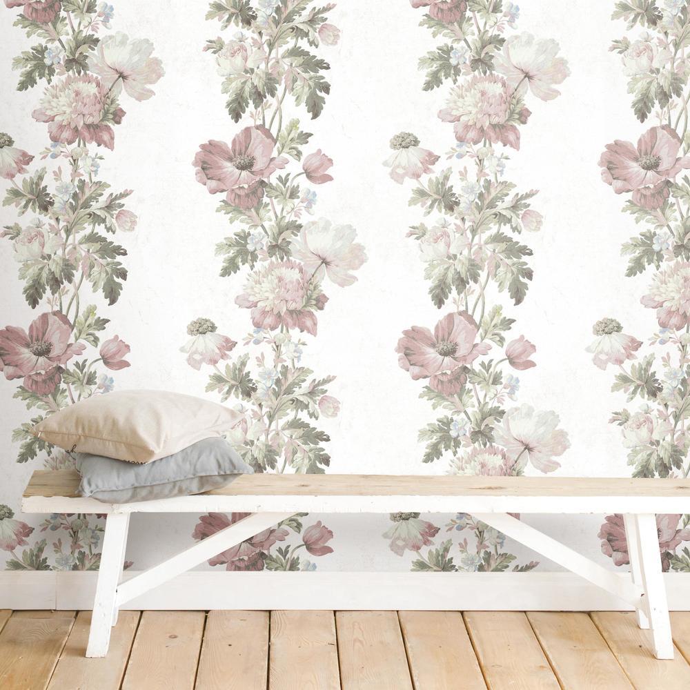 Vintage Floral Stripe Peel and Stick Wallpaper Peel and Stick Wallpaper RoomMates   