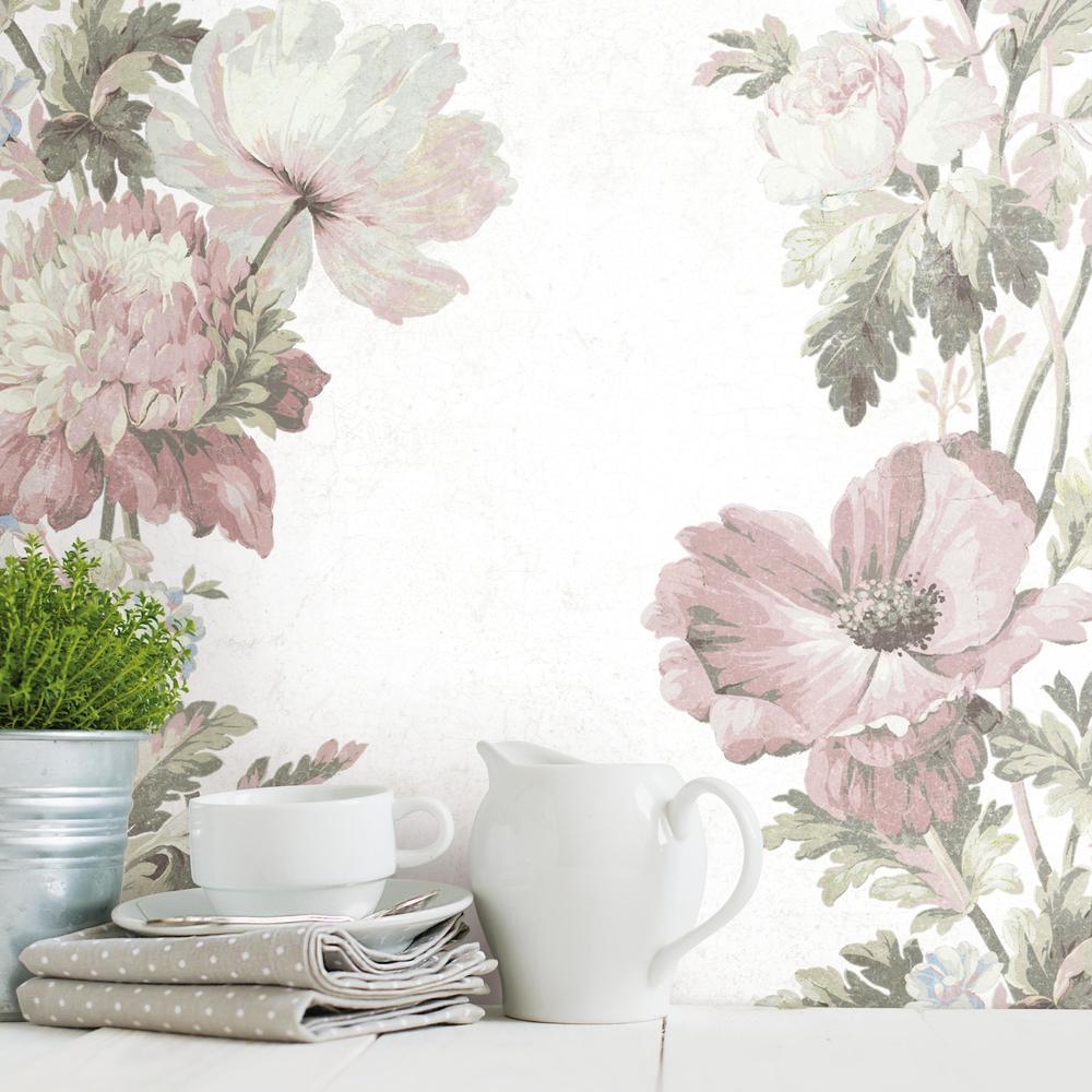 Vintage Floral Stripe Peel and Stick Wallpaper Peel and Stick Wallpaper RoomMates   
