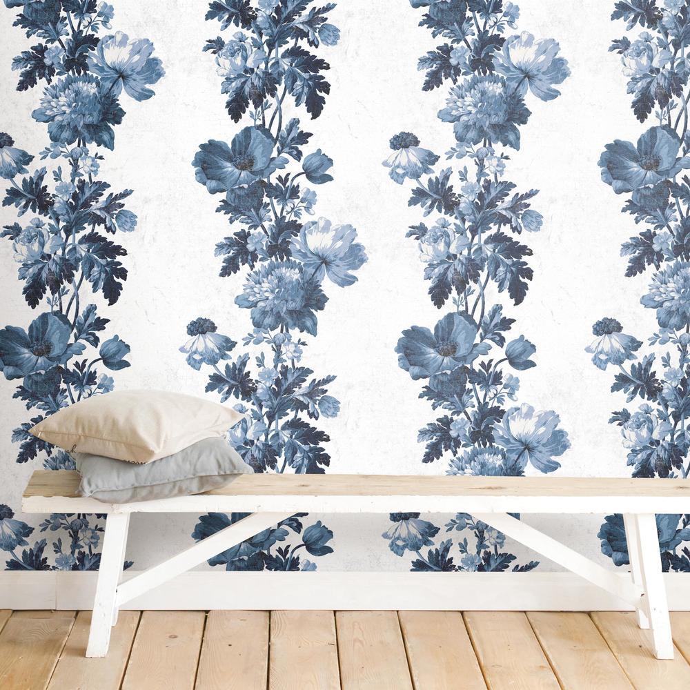 Vintage Floral Stripe Peel and Stick Wallpaper Peel and Stick Wallpaper RoomMates   