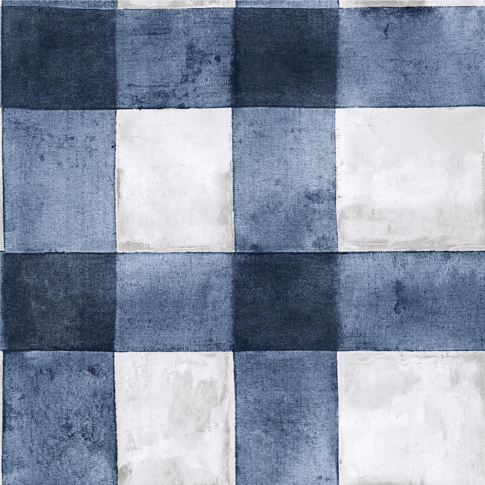 Buffalo Plaid Peel and Stick Wallpaper Peel and Stick Wallpaper RoomMates Roll Blue 