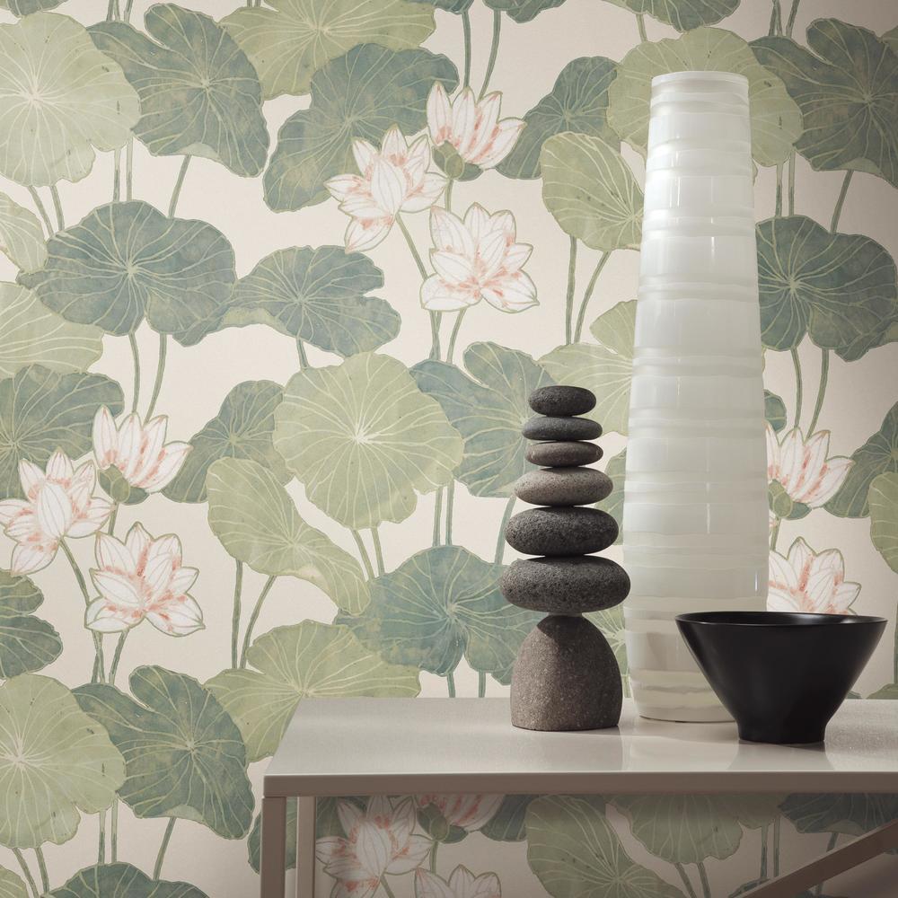 Lily Pad Peel and Stick Wallpaper Peel and Stick Wallpaper RoomMates   