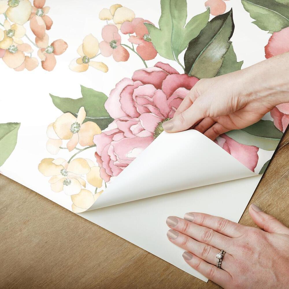 Watercolor Floral Bouquet Peel & Stick Wallpaper Peel and Stick Wallpaper RoomMates   