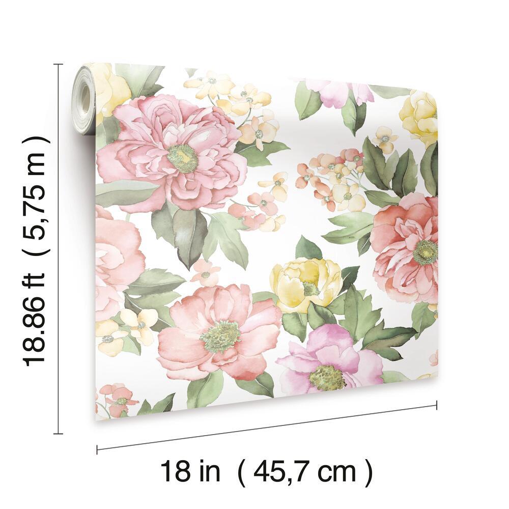 Watercolor Floral Bouquet Peel & Stick Wallpaper Peel and Stick Wallpaper RoomMates   