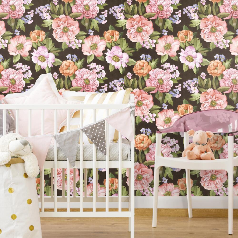 Watercolor Floral Bouquet Peel & Stick Wallpaper Peel and Stick Wallpaper RoomMates   