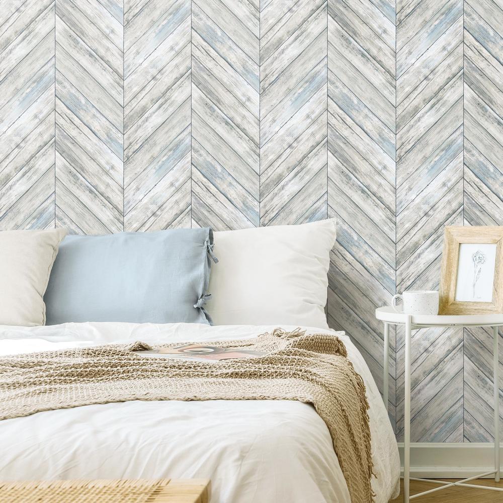Herringbone Wood Boards Peel and Stick Wallpaper Peel and Stick Wallpaper RoomMates   