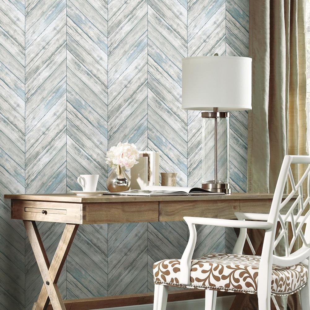 Herringbone Wood Boards Peel and Stick Wallpaper Peel and Stick Wallpaper RoomMates   