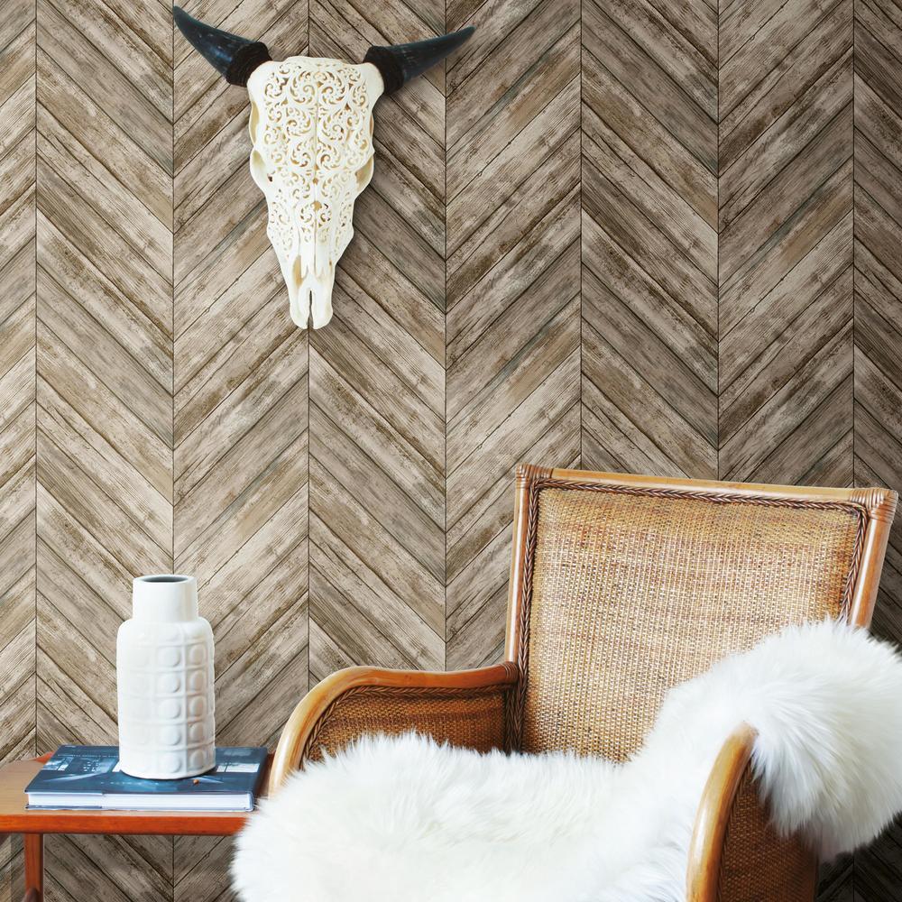Herringbone Wood Boards Peel and Stick Wallpaper Peel and Stick Wallpaper RoomMates   