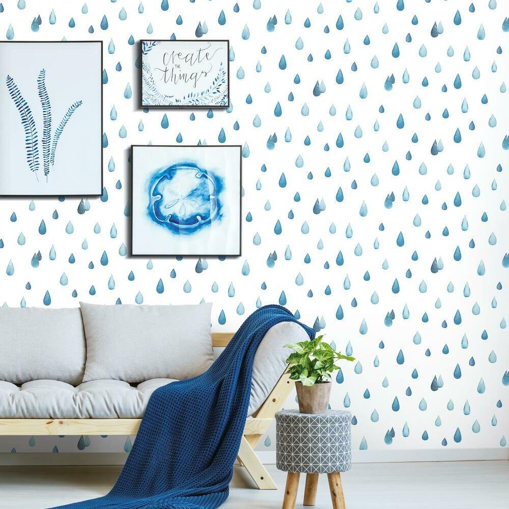 Clara Jean Raindrops Peel and Stick Wallpaper Peel and Stick Wallpaper RoomMates   