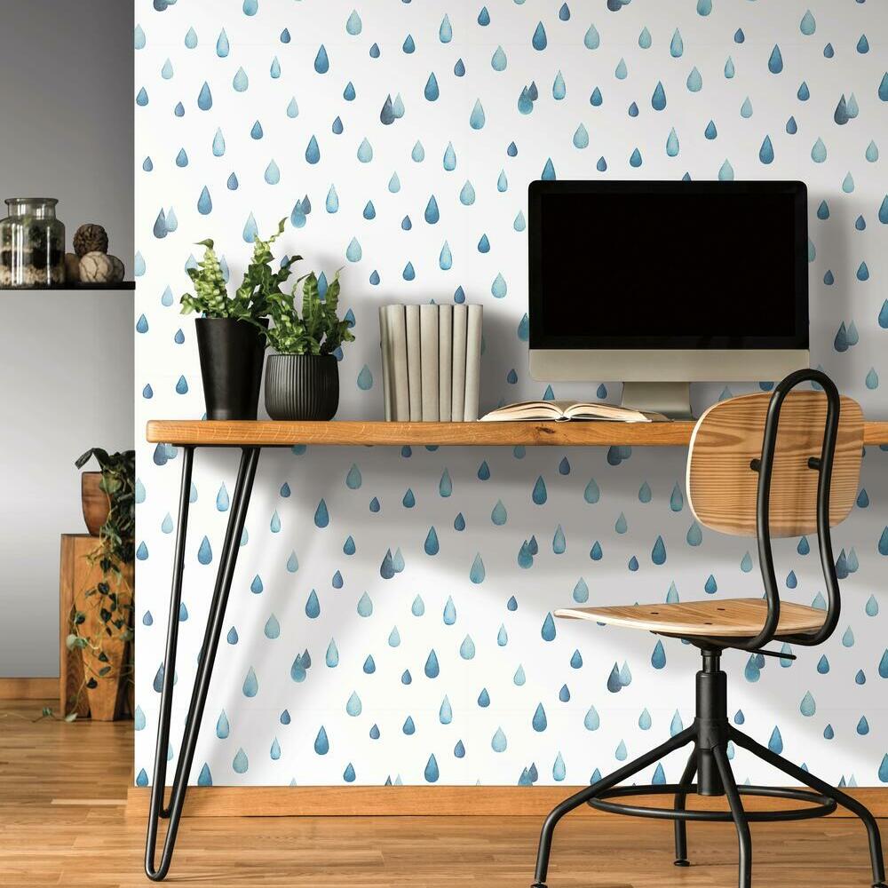 Clara Jean Raindrops Peel and Stick Wallpaper Peel and Stick Wallpaper RoomMates   