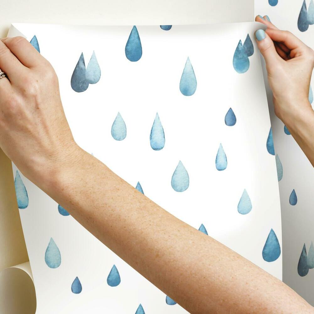 Clara Jean Raindrops Peel and Stick Wallpaper Peel and Stick Wallpaper RoomMates   