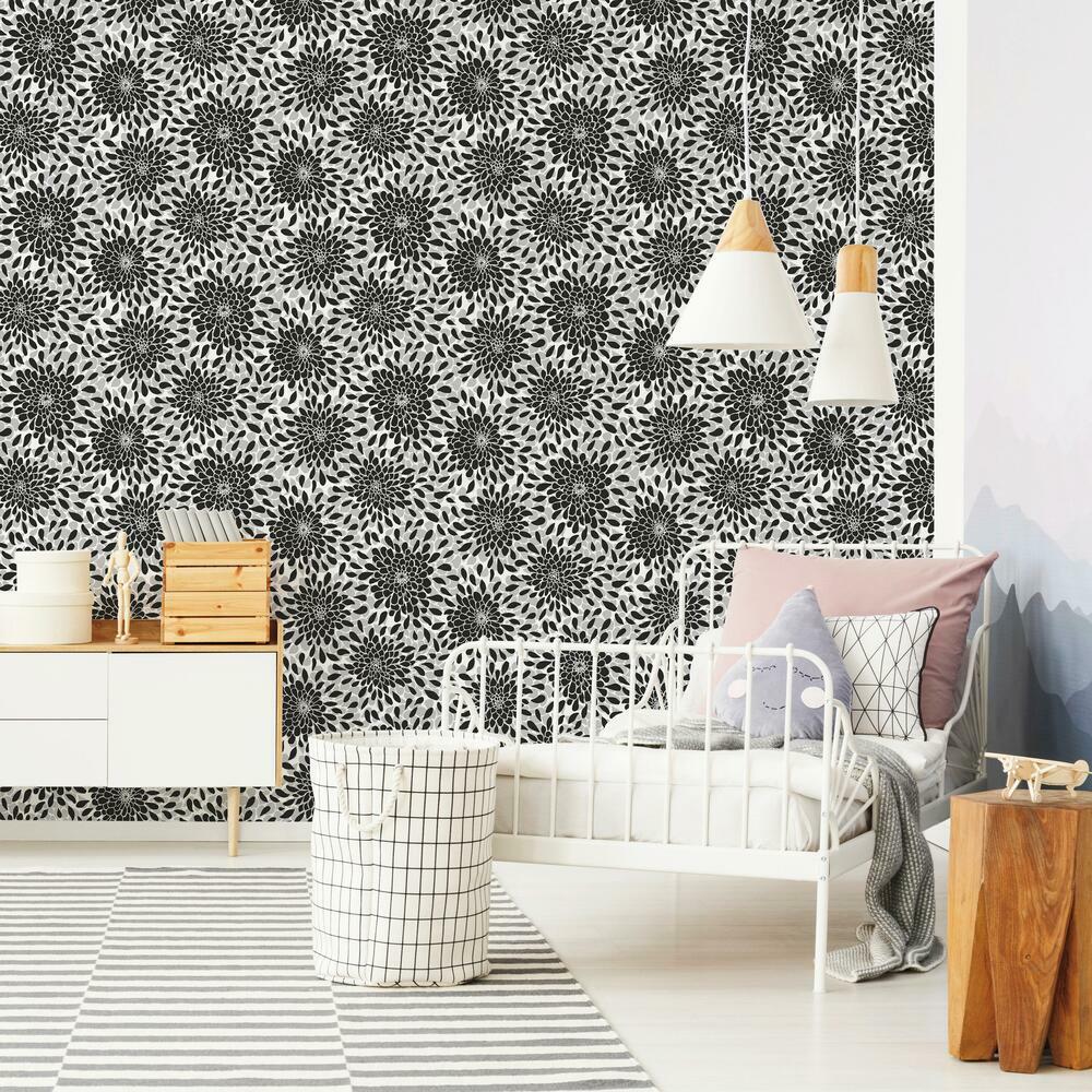 Toss the Bouquet Peel and Stick Wallpaper with Metallic Inks Peel and Stick Wallpaper RoomMates   