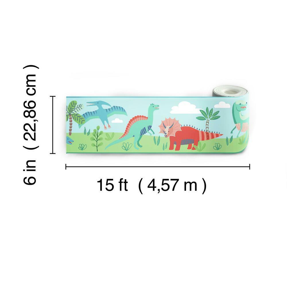Dinosaur Parade Peel and Stick Border Peel and Stick Borders RoomMates   