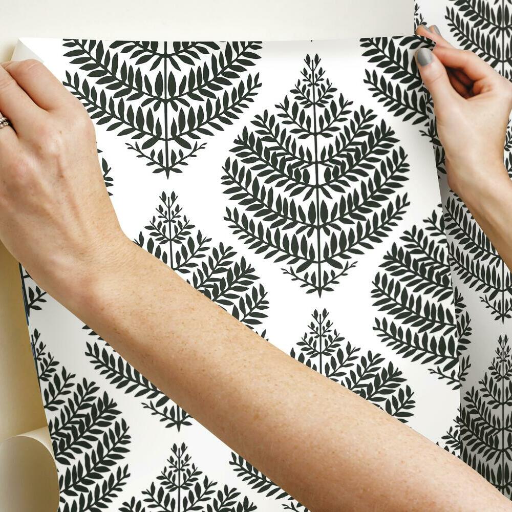 Hygge Fern Damask Peel and Stick Wallpaper Peel and Stick Wallpaper RoomMates   