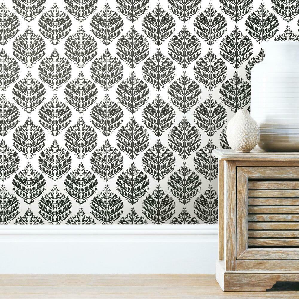 Hygge Fern Damask Peel and Stick Wallpaper Peel and Stick Wallpaper RoomMates   