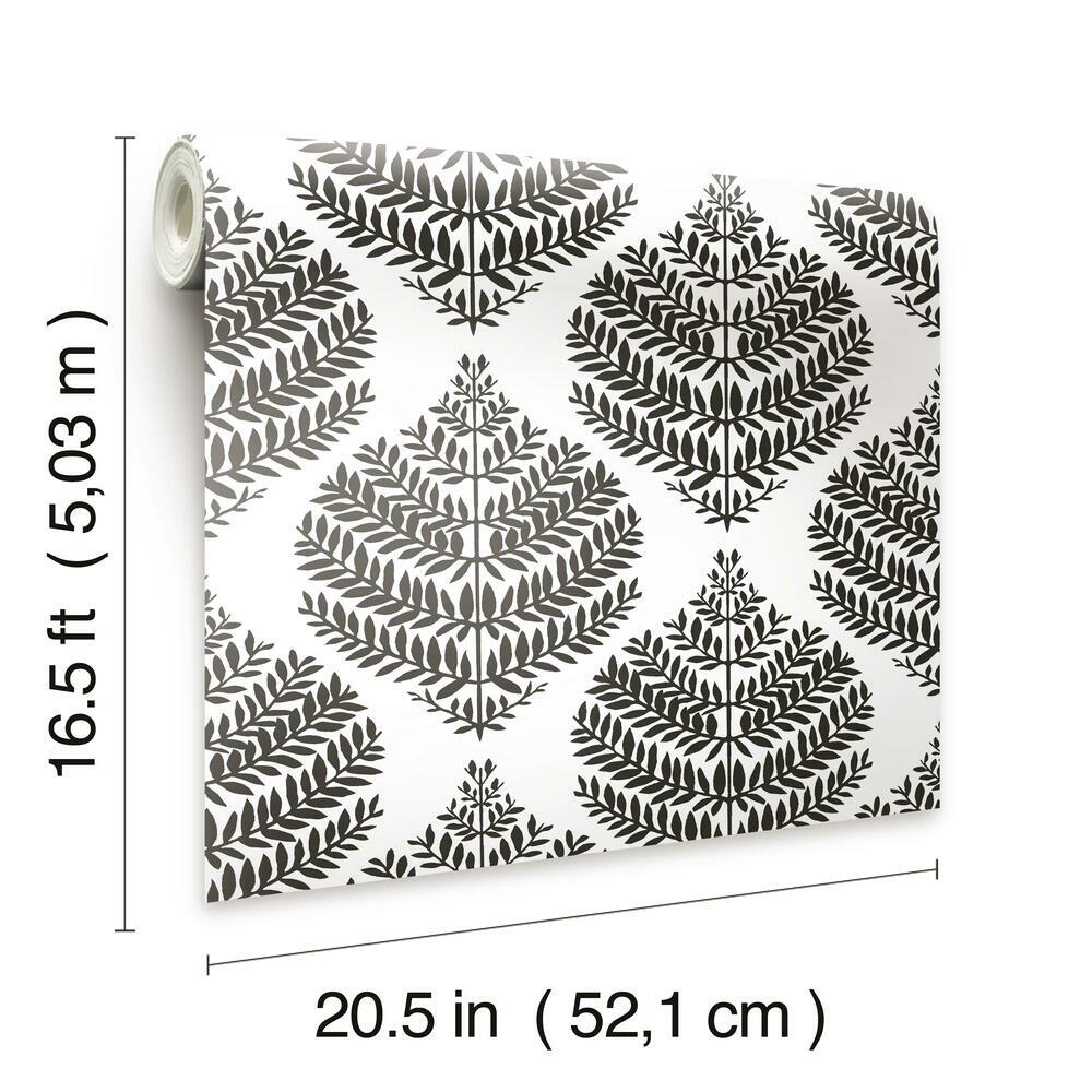 Hygge Fern Damask Peel and Stick Wallpaper Peel and Stick Wallpaper RoomMates   